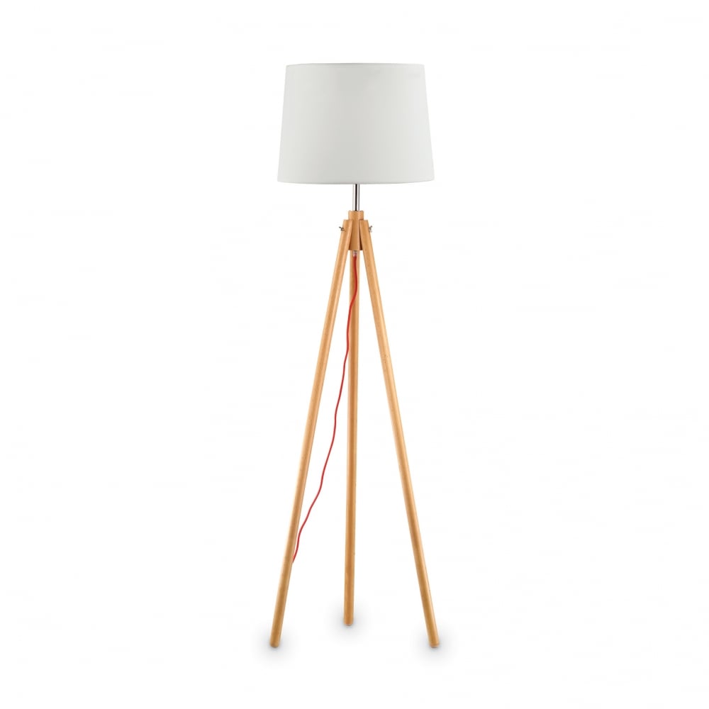 York Tripod Floor Standing Tall Lamp, Natural Wood