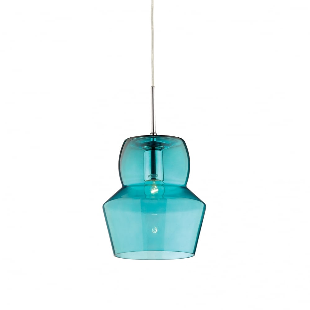 Zeno 22cm Turquoise Glass Pendant Shade Light