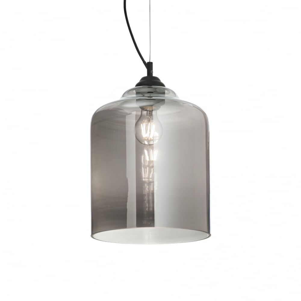 Bistro Single Pendant Light Square Fume