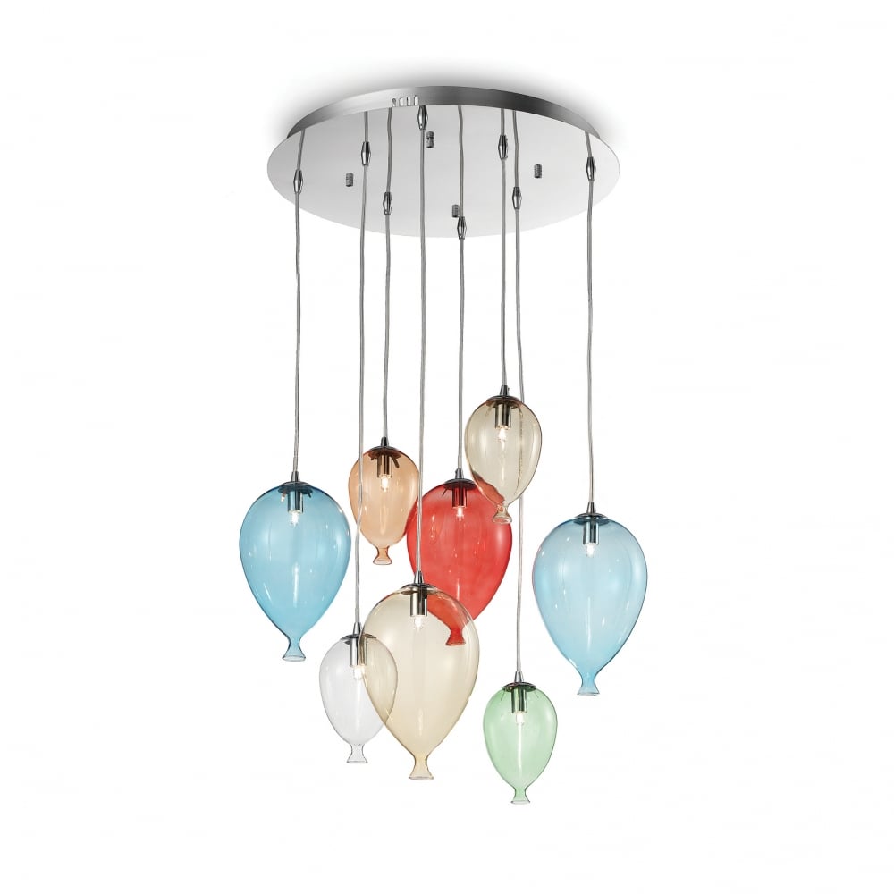 Clown 8 Glass Bubble Coloured Glass Pendant Light