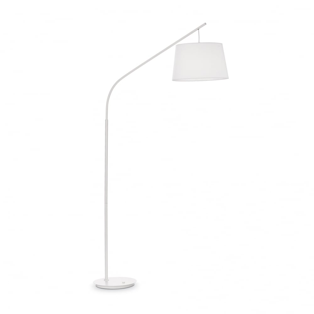 Daddy Tall Overhanging White Floor Lamp with Shade