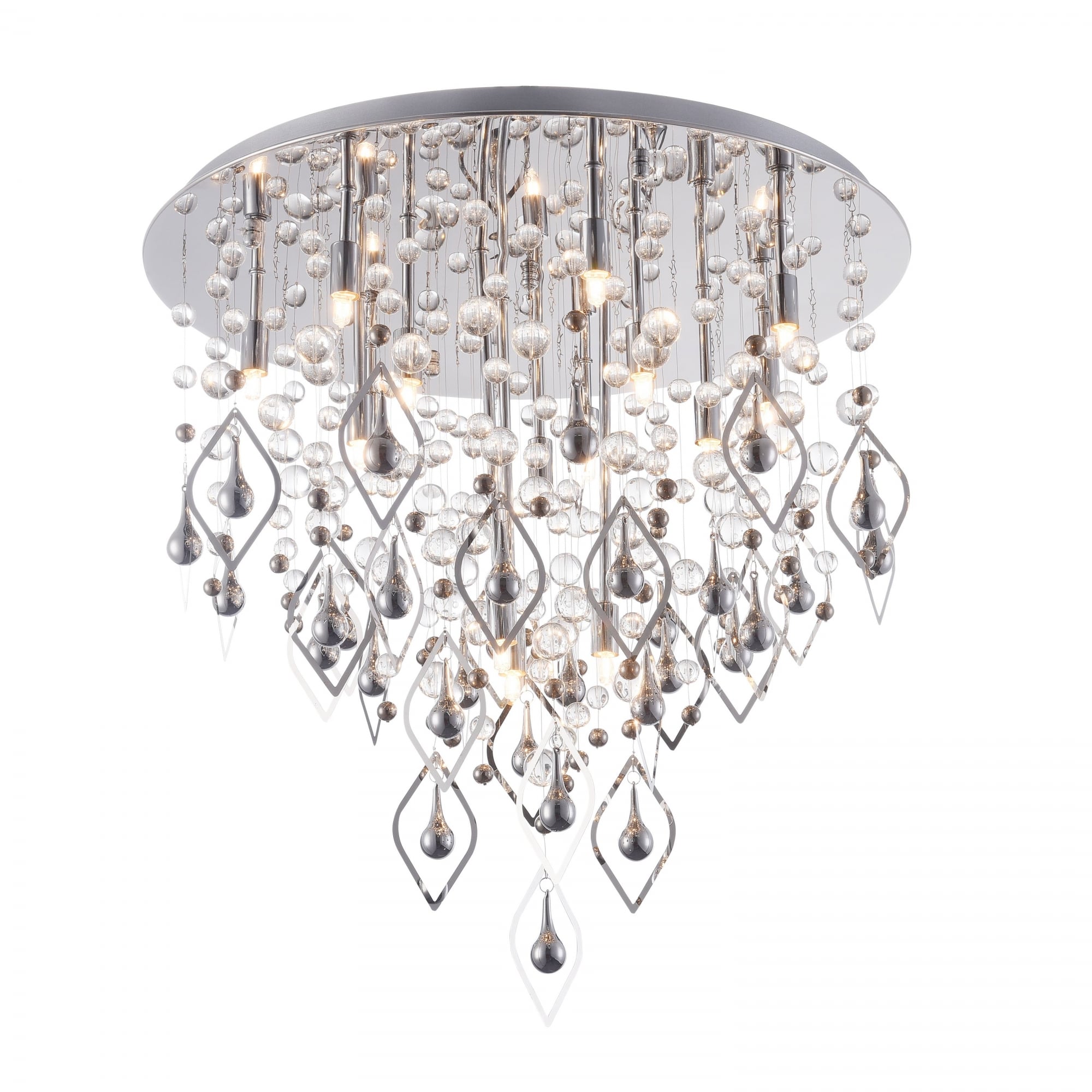 Lago Modern Crystal Ceiling Light with Hanging Diamantes