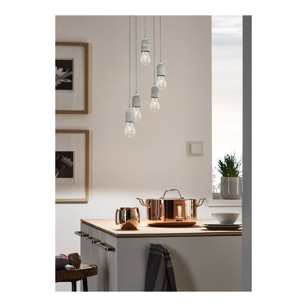 Concrete Hanging Ceiling Light Pendant of 5 Lights