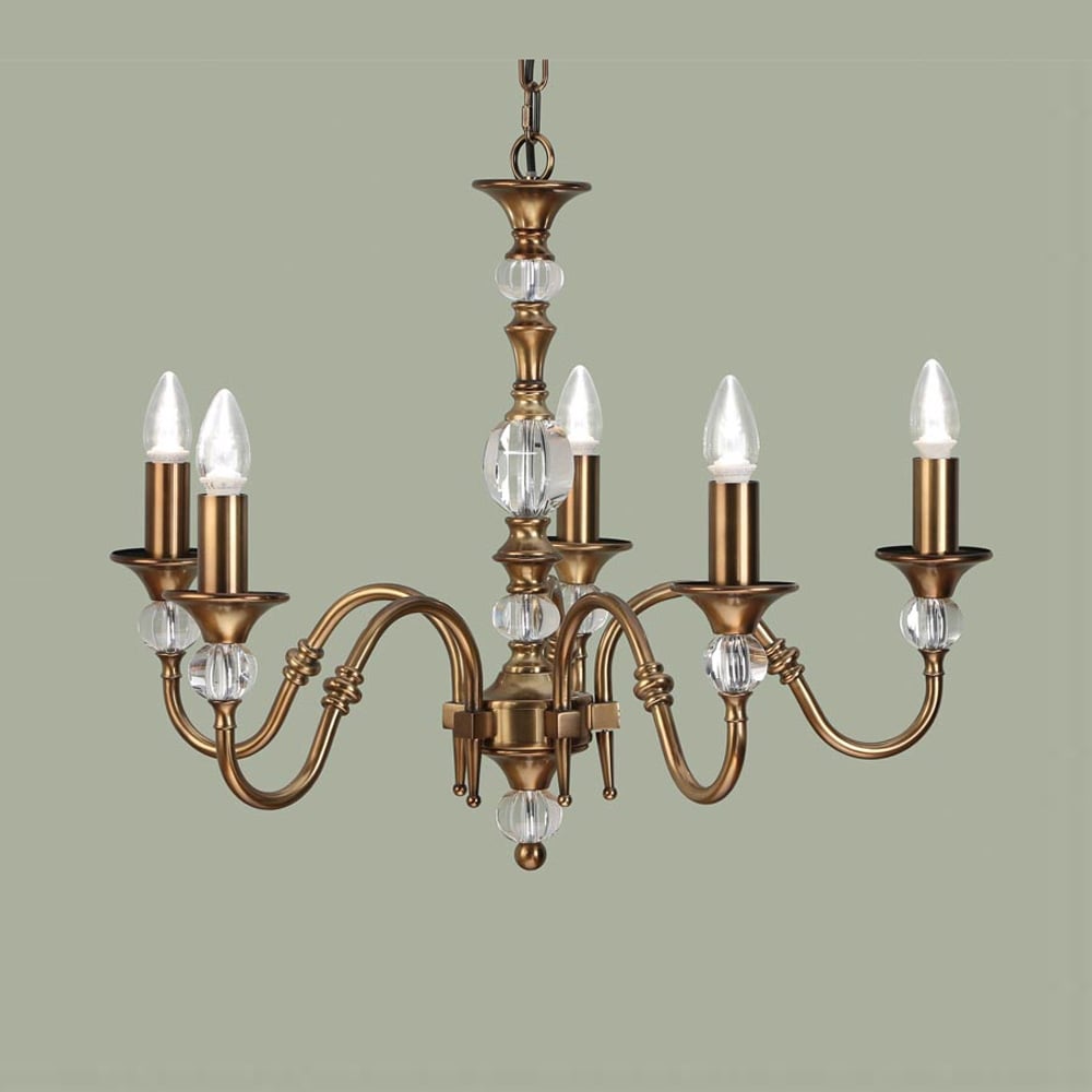 Antique Brass Polina 5 Light Classic Chandelier