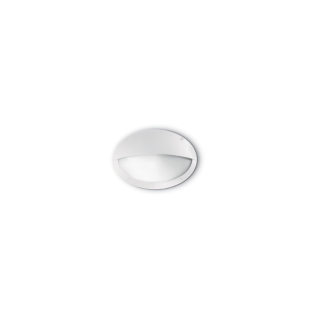 Maddi Single White Oval Wall Bulkhead, Outdoor Eyelid Light