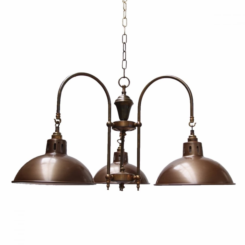 Brasilia Antique Industrial 3 Swan Neck Ceiling Chandelier