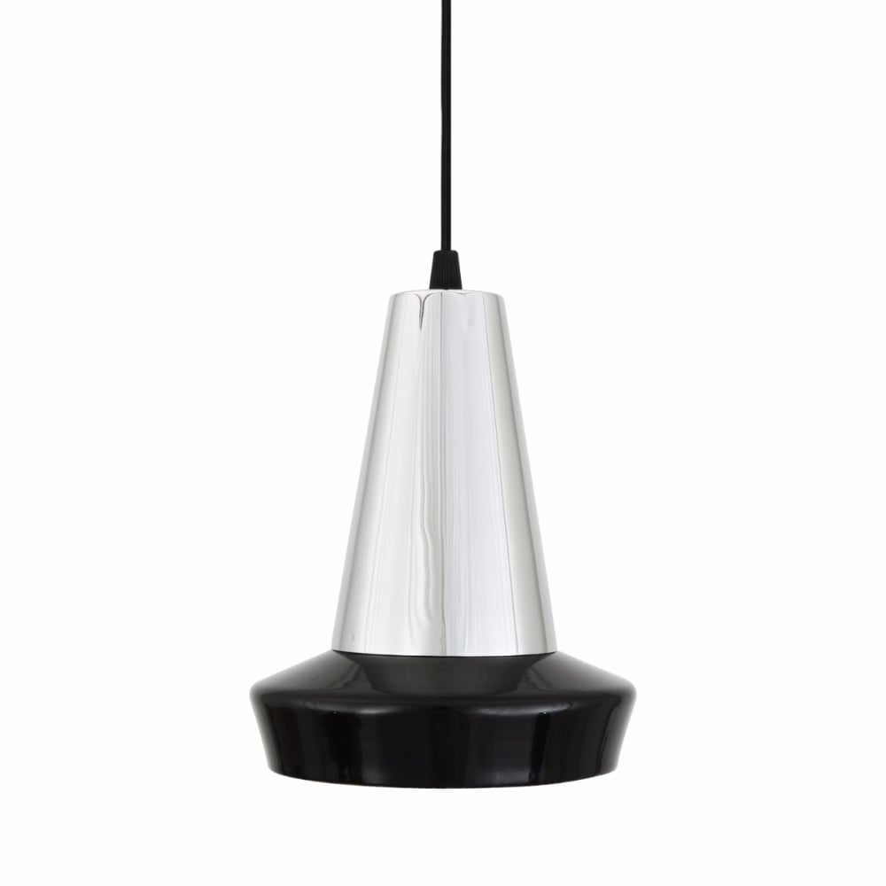 Malabo Matt Black and Polished Chrome Pendant, Polished Chrome