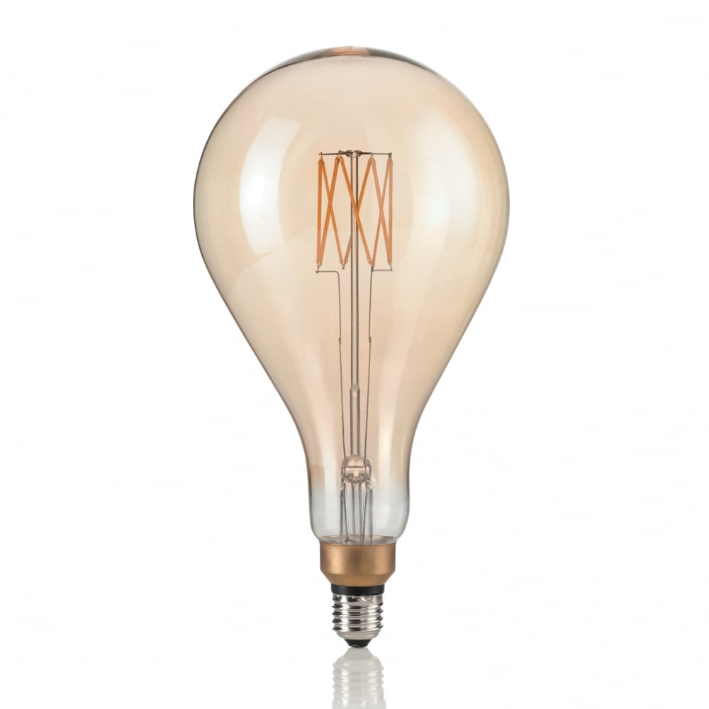 Extra Large Vinage Drip Globe Bulb, 4W LED, Amber Glass, 155cm x 30cm