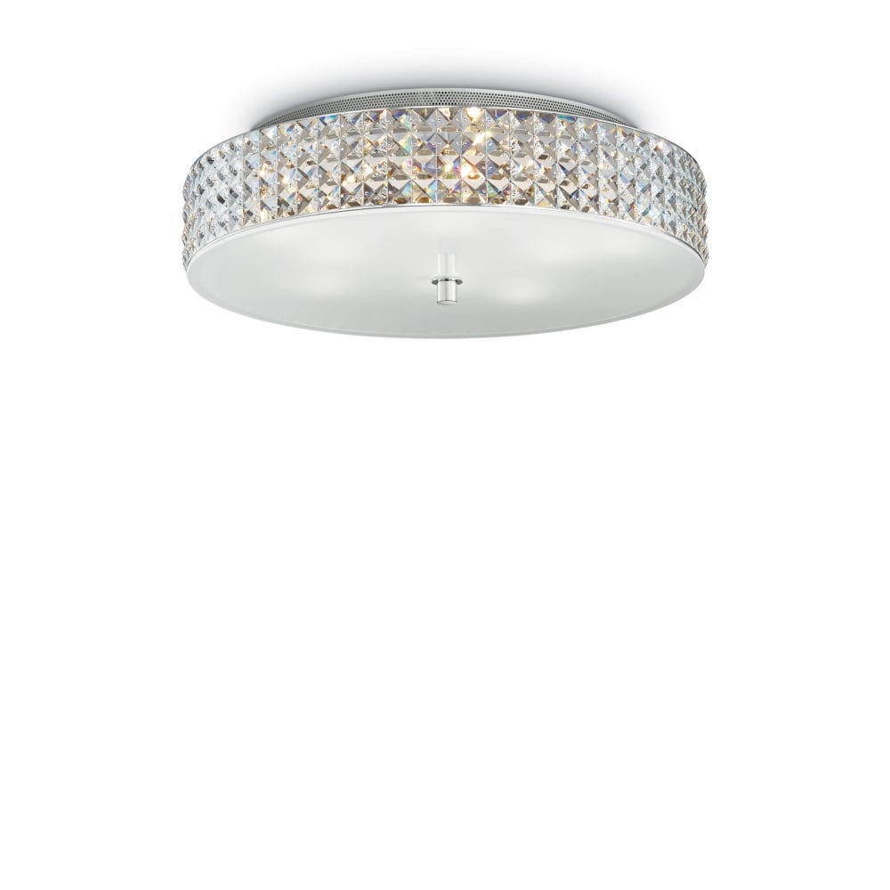 Roma 9 Bulb Circular Flush Ceiling Crystal Light