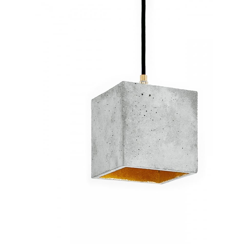 Modern Light Grey and Silver Concrete Cube Ceiling Light