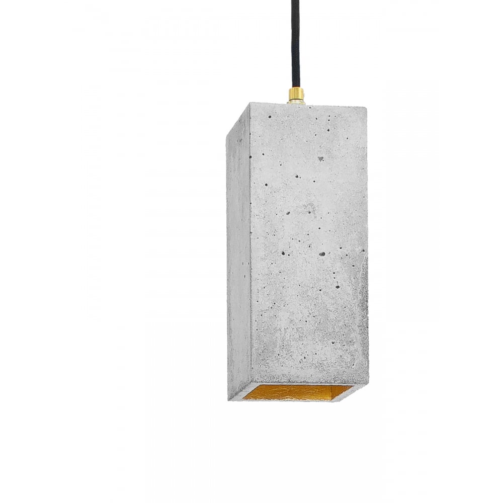 Concrete Quirky Rectangle Light Grey and Gold Ceiling Pendant