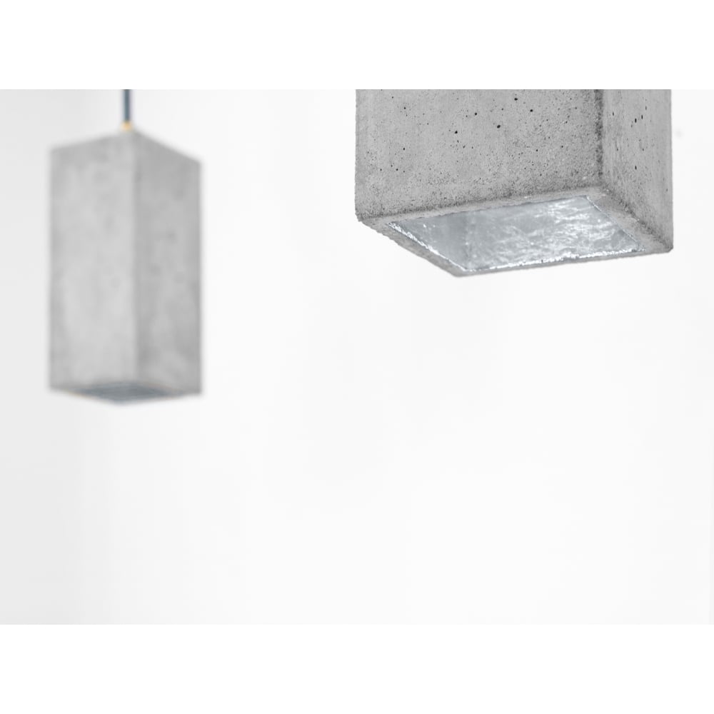 Concrete Quirky Rectangle Light Grey and Silver Ceiling Pendant