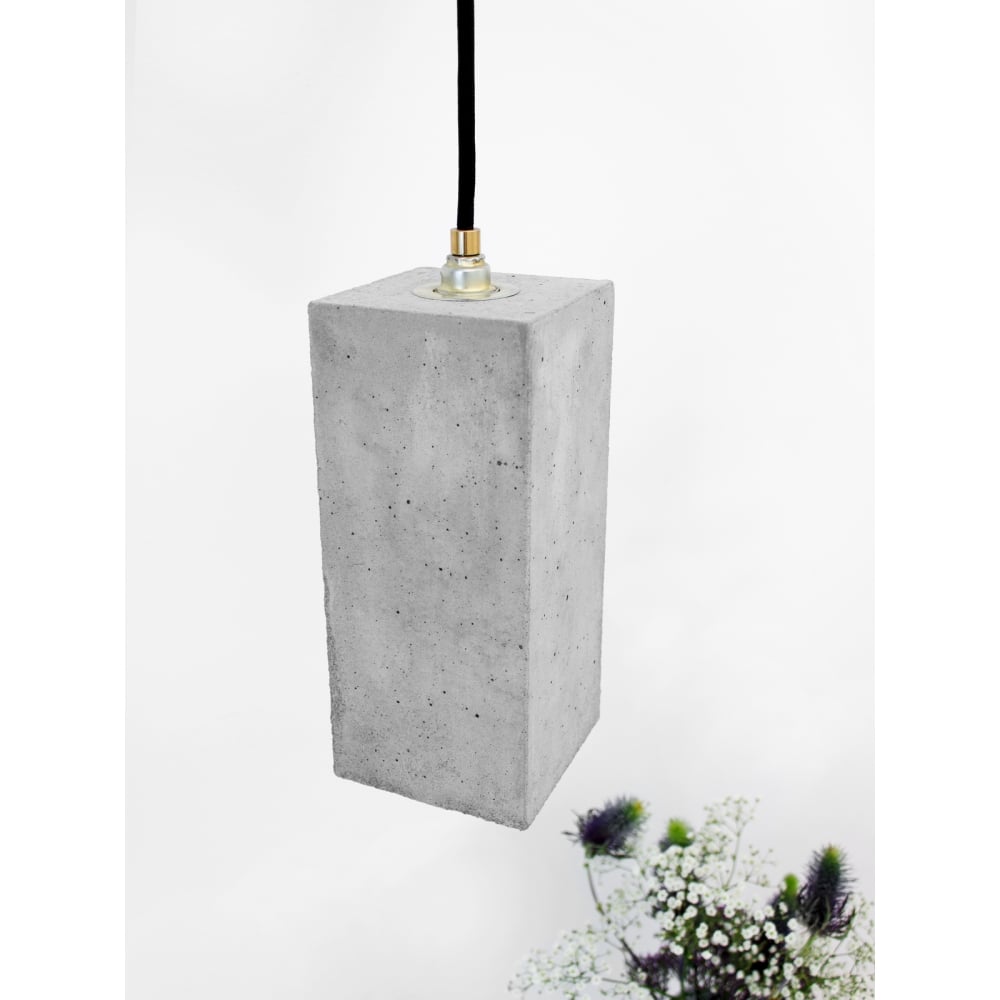 Concrete Quirky Rectangle Light Grey and Silver Ceiling Pendant