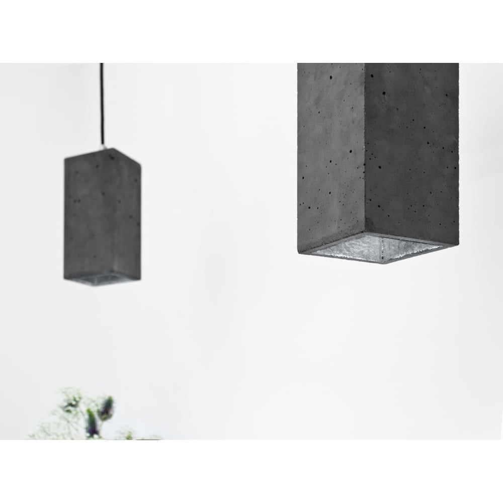 Concrete Quirky Rectangle Dark Grey and Silver Ceiling Pendant