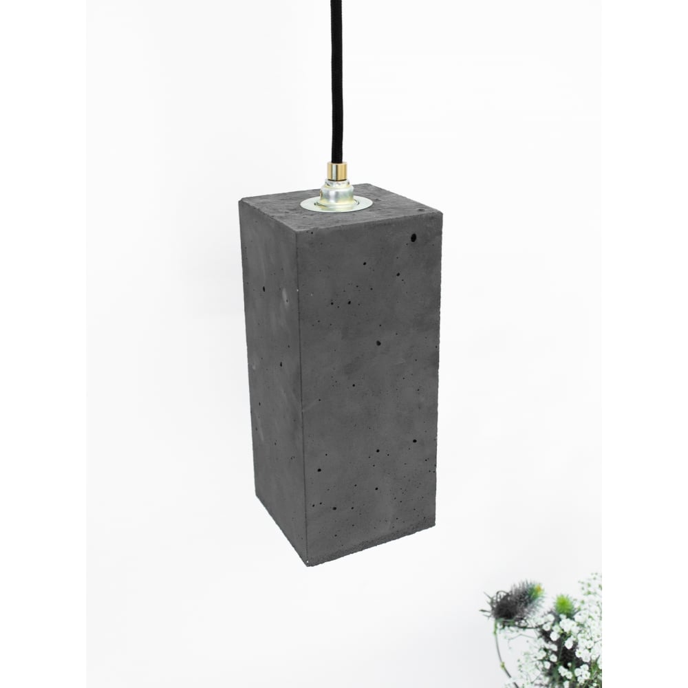 Concrete Quirky Rectangle Dark Grey and Silver Ceiling Pendant