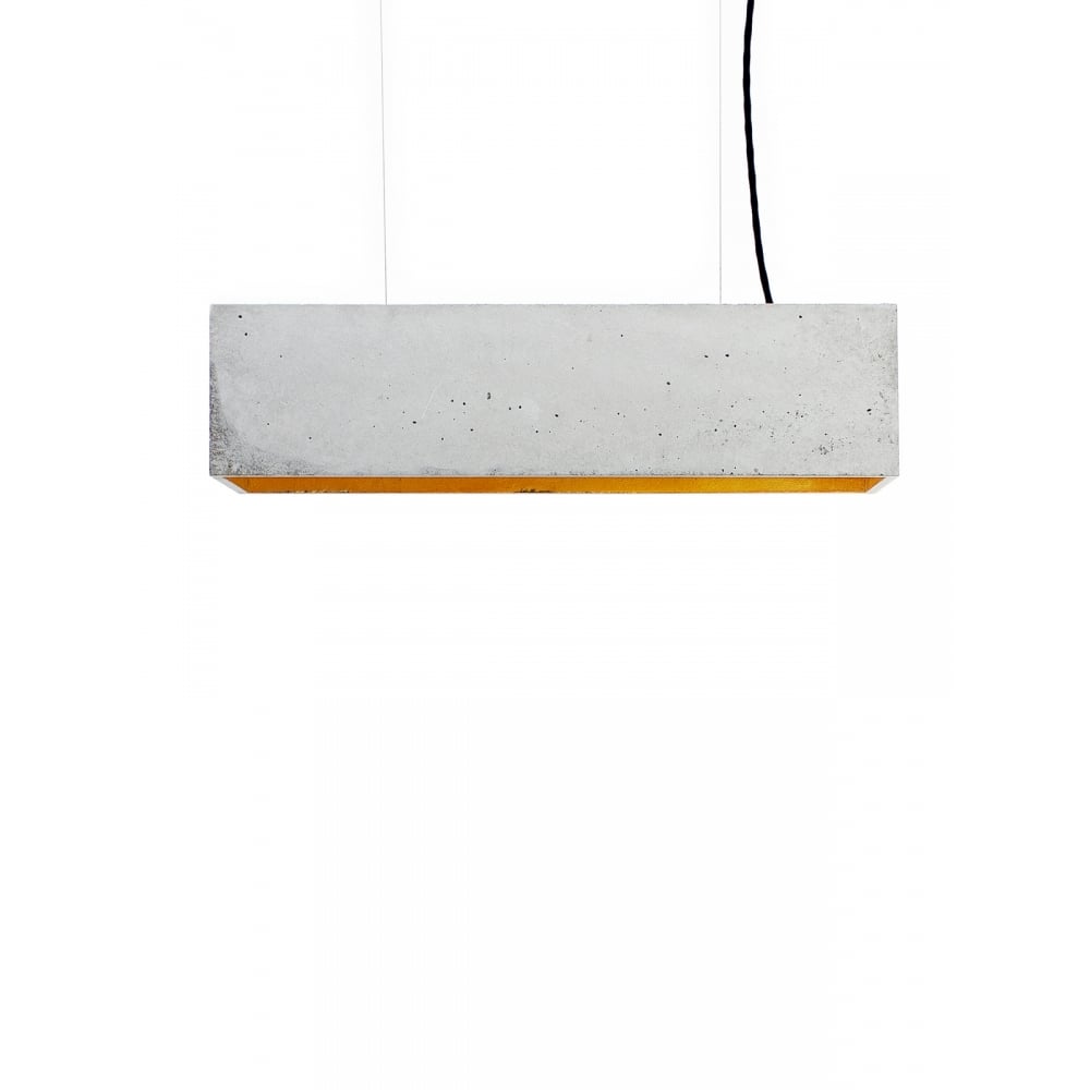 Concrete Designer Light Grey & Gold Box Breakfast Ceiling Pendant