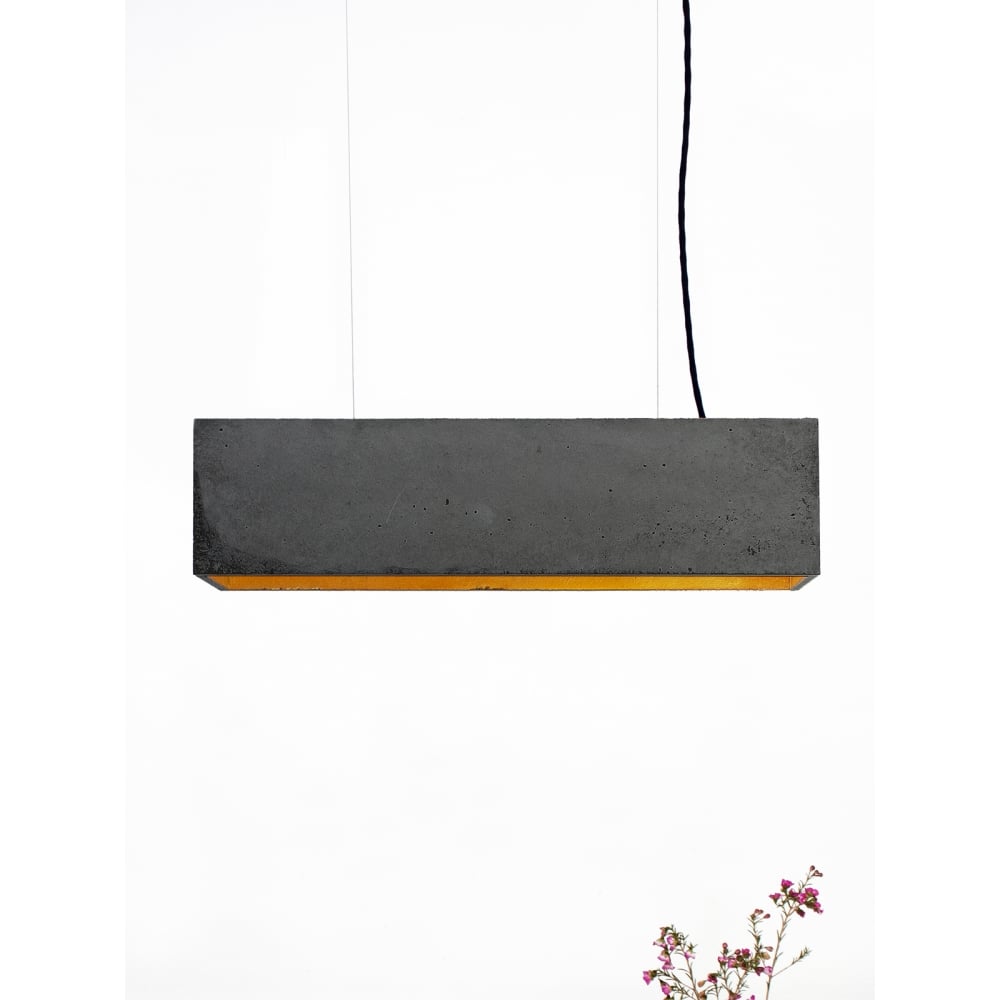 Concrete Designer Dark Grey & Gold Box Breakfast Ceiling Pendant