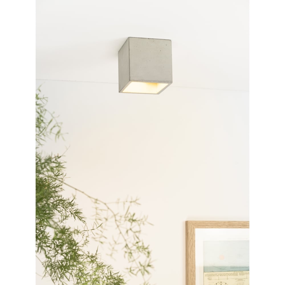 Quirky Concrete Light Grey and Gold Ceiling Spot Light