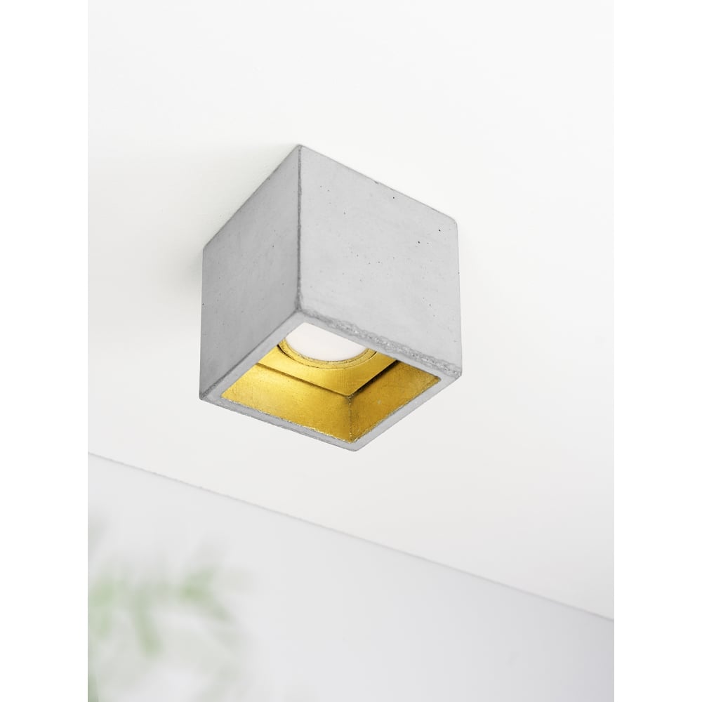 Quirky Concrete Light Grey and Gold Ceiling Spot Light