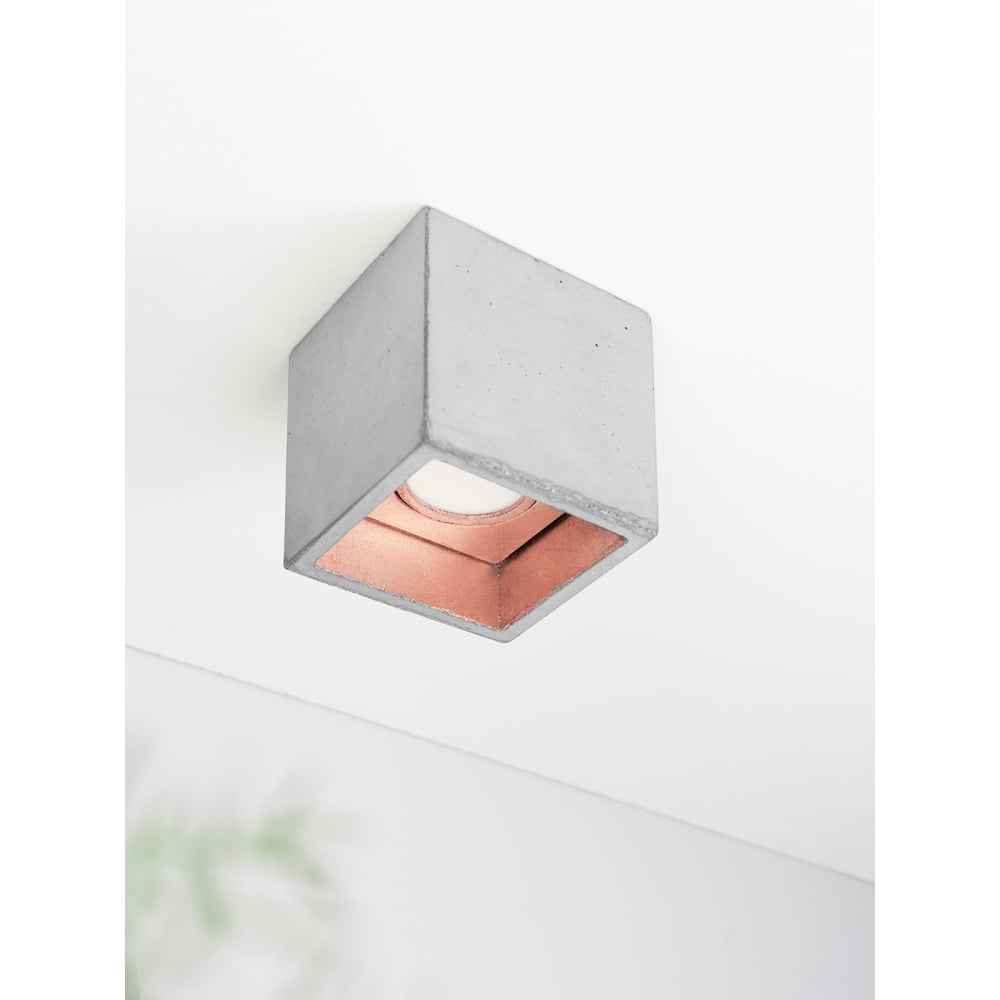 Quirky Concrete Light Grey and Copper Ceiling Spot Light