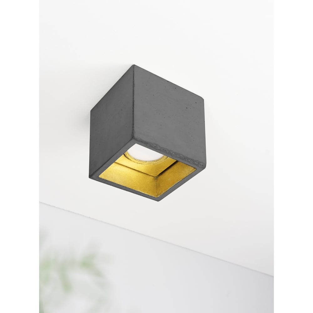 Quirky Concrete Dark Grey and Gold Ceiling Spot Light