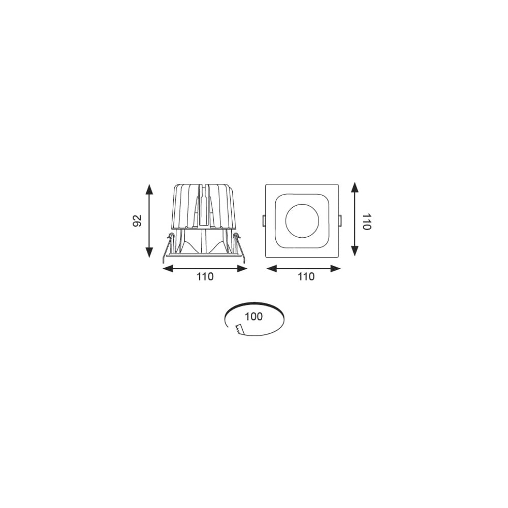 15W Unity 100 Square 4000K LED Downlight