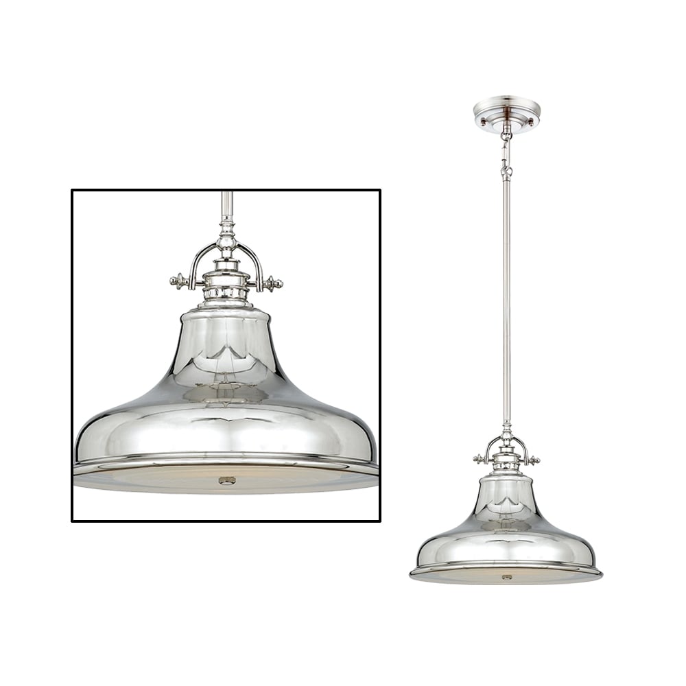 Emery Traditional Barber Ceiling Light, Polished Imperial Silver