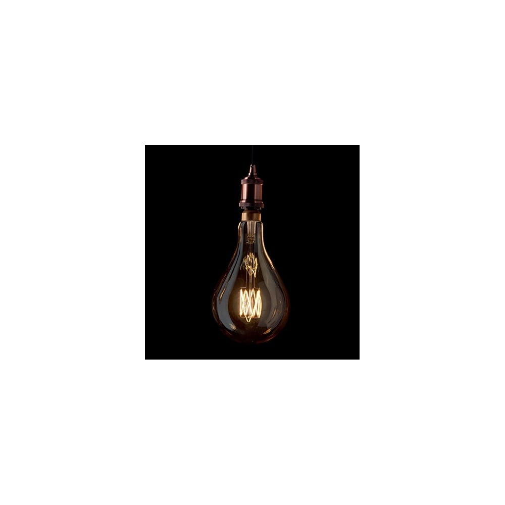 Extra Large Vinage Drip Globe Bulb, 4W LED, Amber Glass, 155cm x 30cm