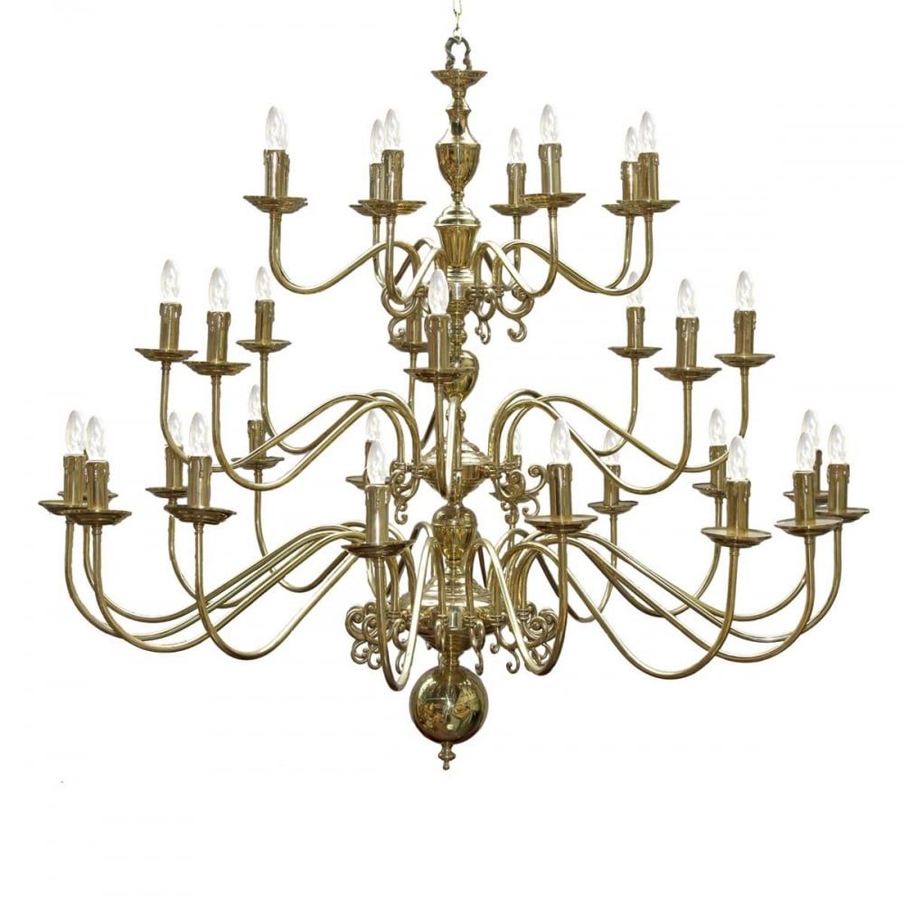 Flemish Chandelier 16+8+8 Arm Antique Brass, Antique Brass