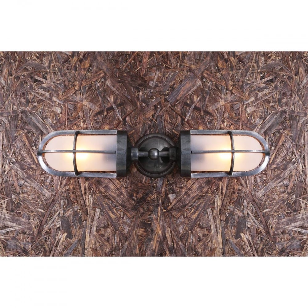 Clayton Double Wall Light, Antique Brass