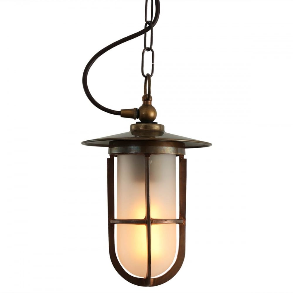 Asmara - Antique Nautical Style Well Glass Pendant Light - Antique Brass