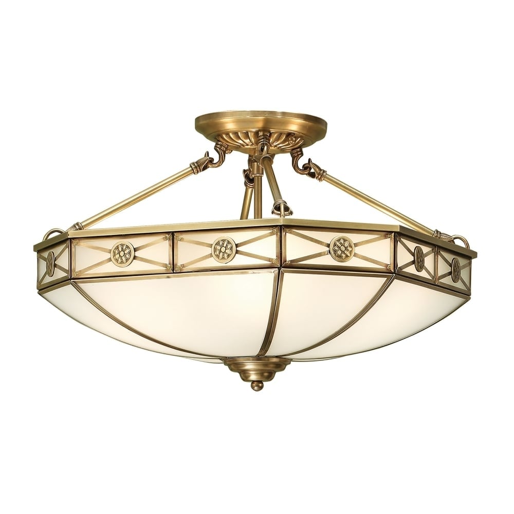 Bannerman White Frosted Semi Flush Tiffany Ceiling Light