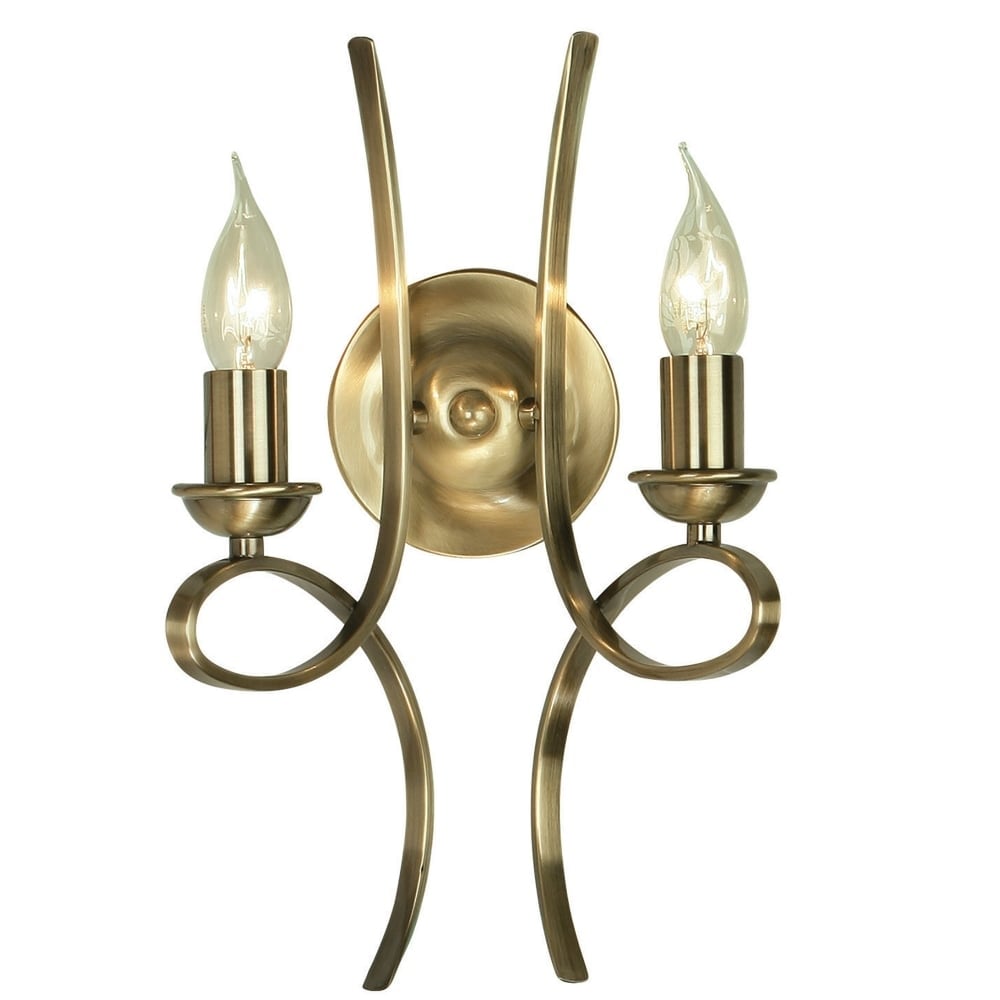 Penn 2 Light Wall Fitting in a Brushed Brass Fi