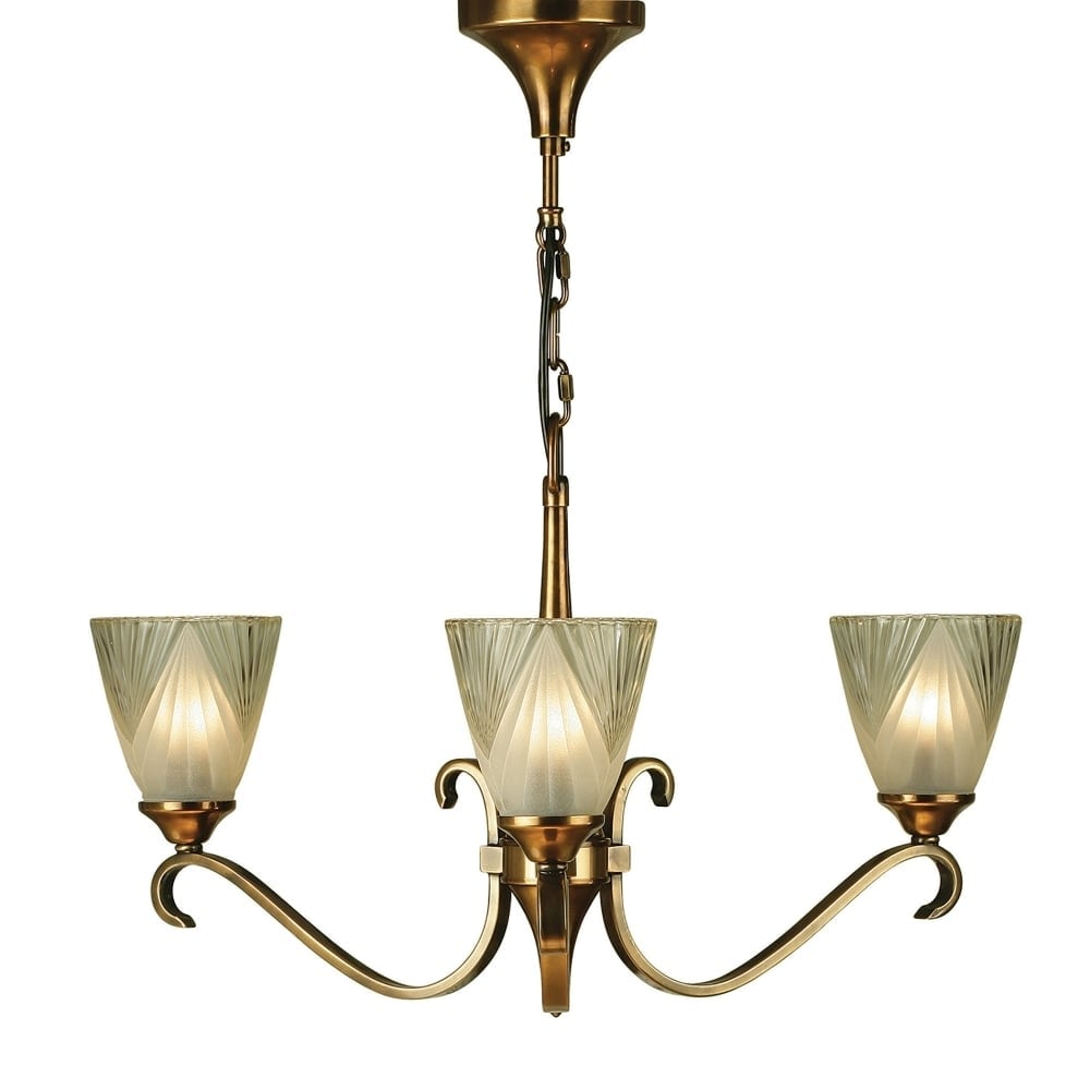 63436 Columbia 3 Light Ceiling Fitting in Antique Brass