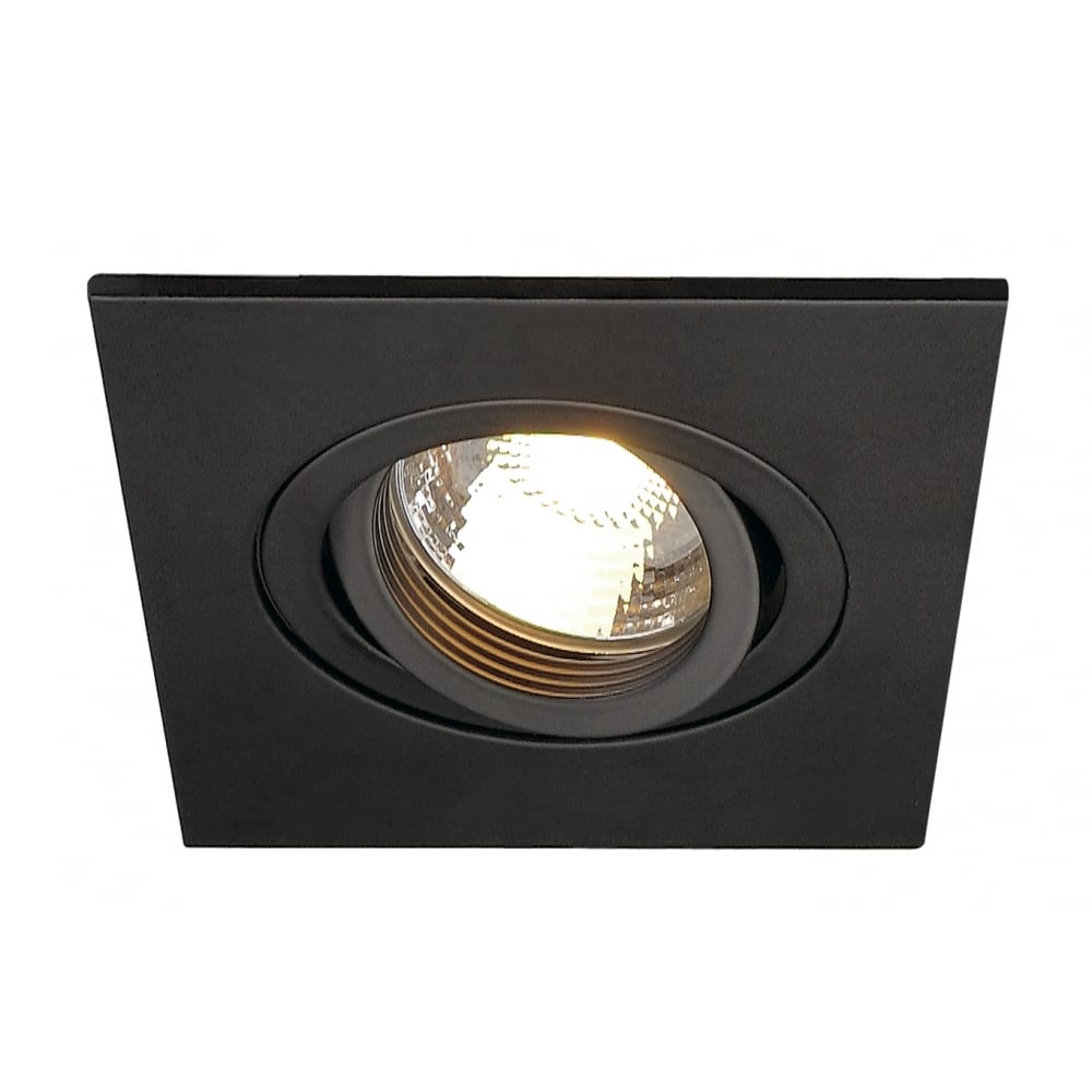 New Tria Xl Square Gu10Downlight, Matt Black, Max.50W, Incl. Clip Springs