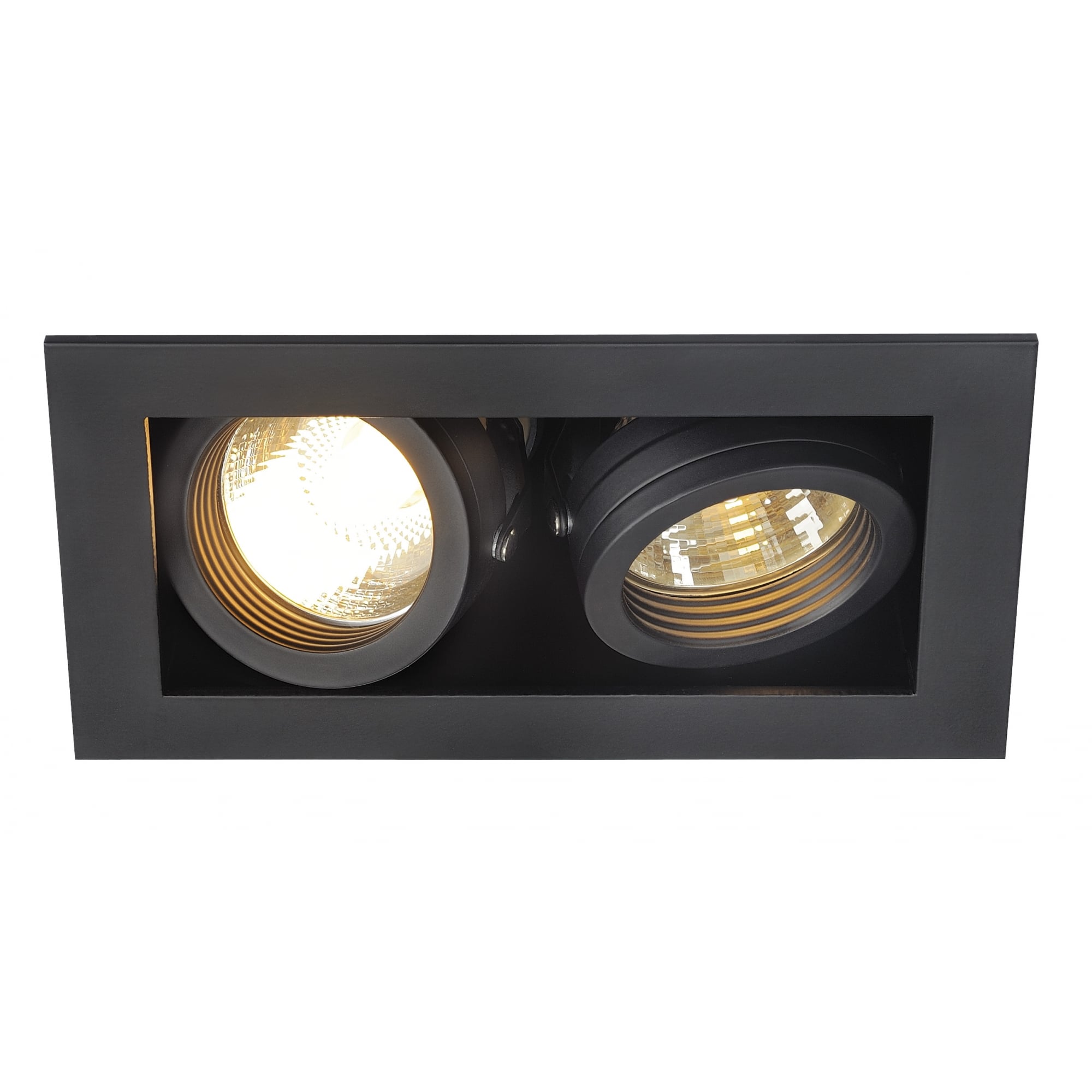 Kadux 2 Gu10 Downlight, Square, Matt Black, Max. 2X50W