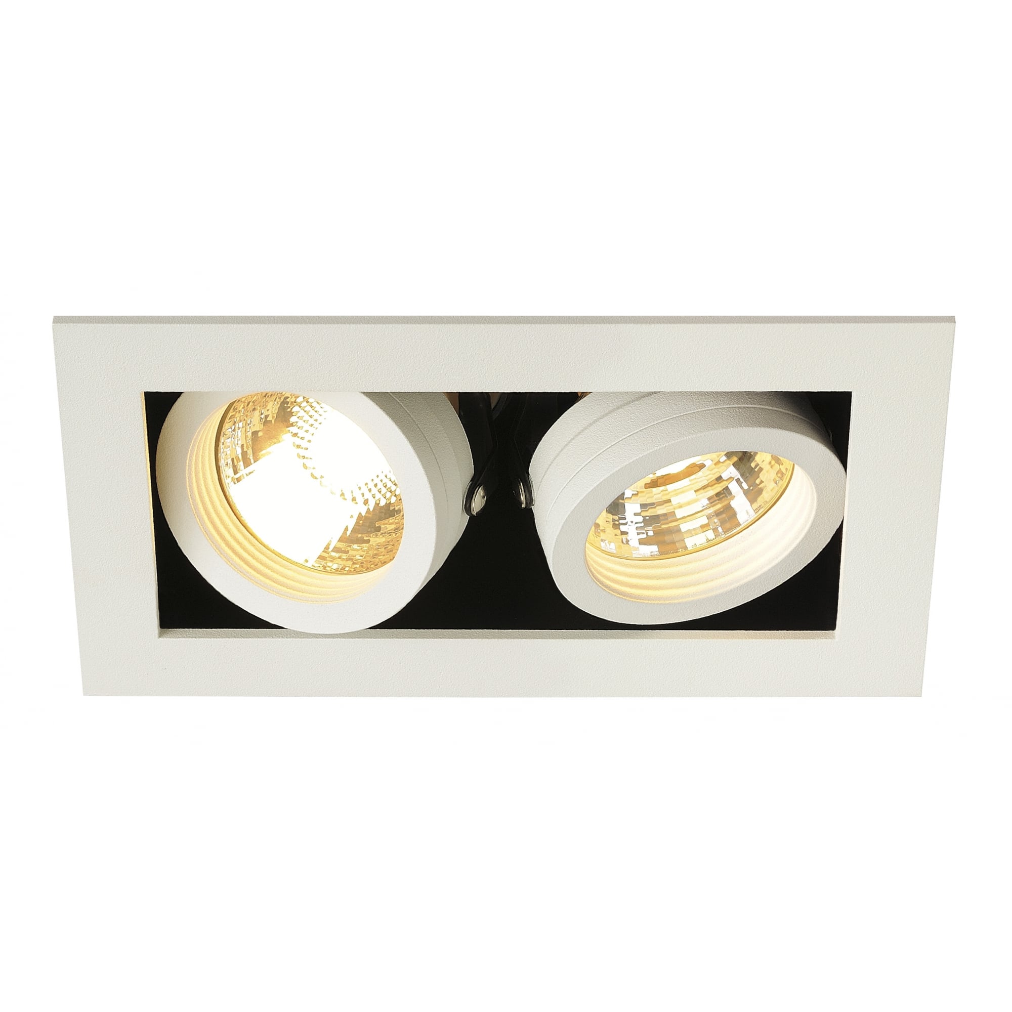 Kadux 2 Gu10 Downlight, Square, Matt White, Max. 2X50W