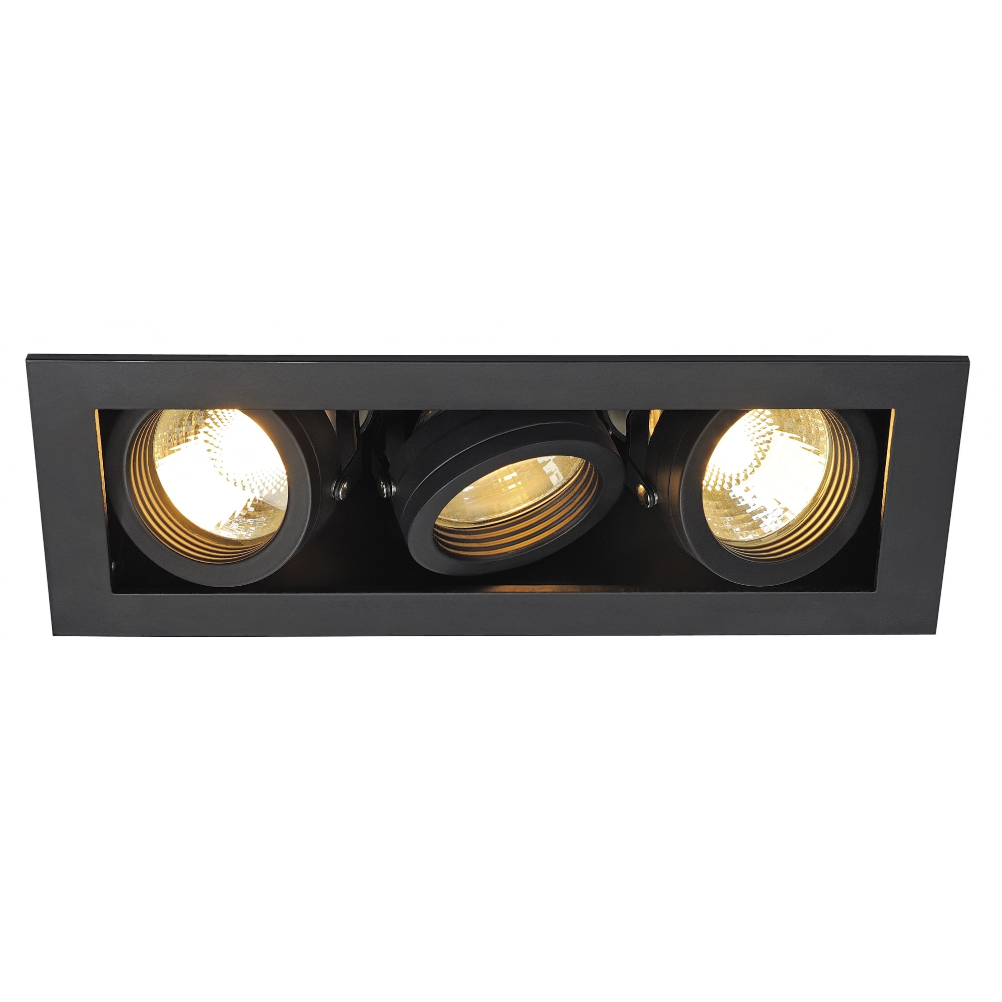 Kadux 3 Bulb GU10 Recessed Downlight, Square, Matt Black, QPAR51