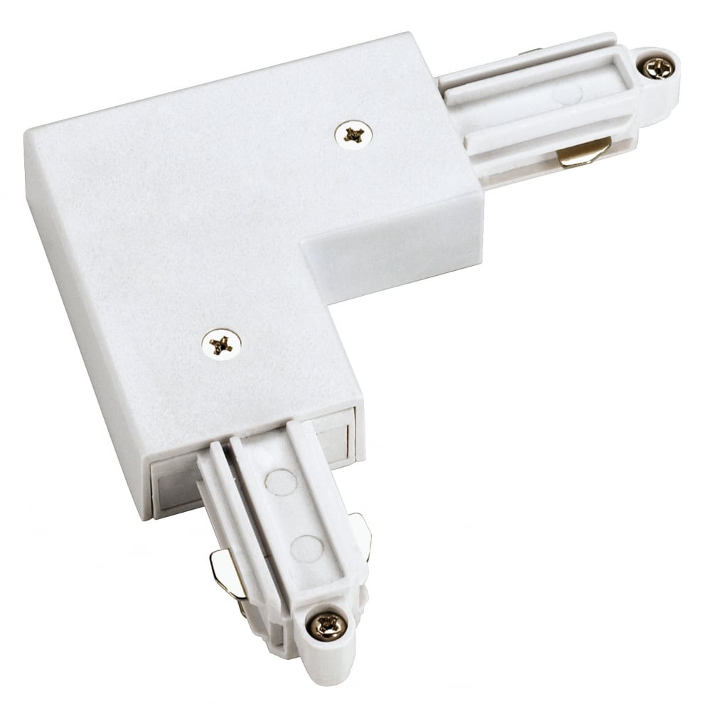1 Circuit Track Light L-Connector with Outer Earth, White