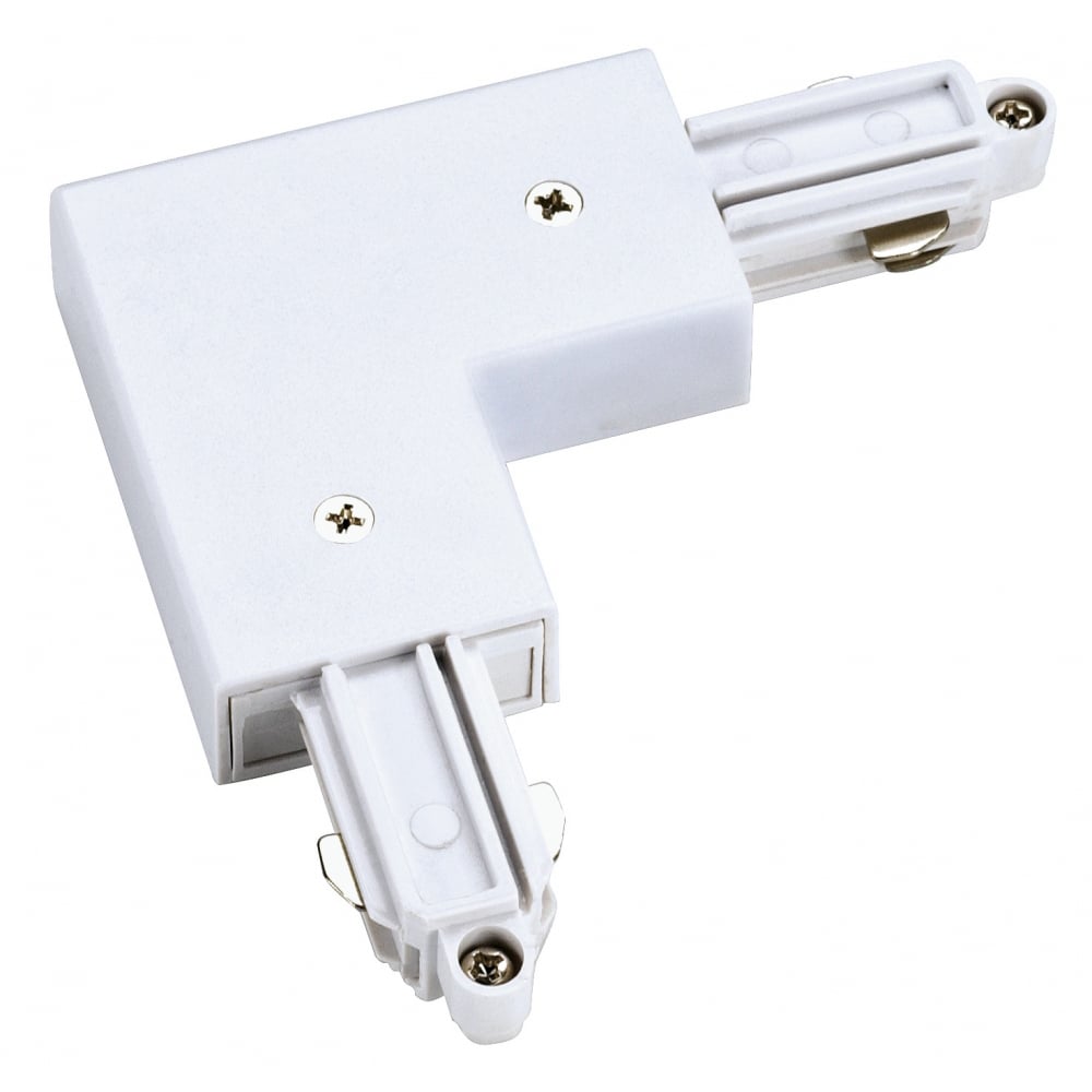 1 Circuit Track Light L-Connector with Inner Earth, White