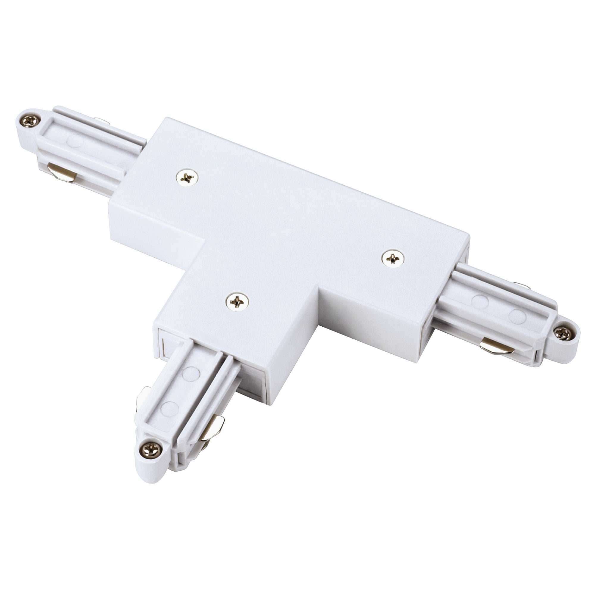 1 Circuit Track Light T-Connector with Earth Left, White