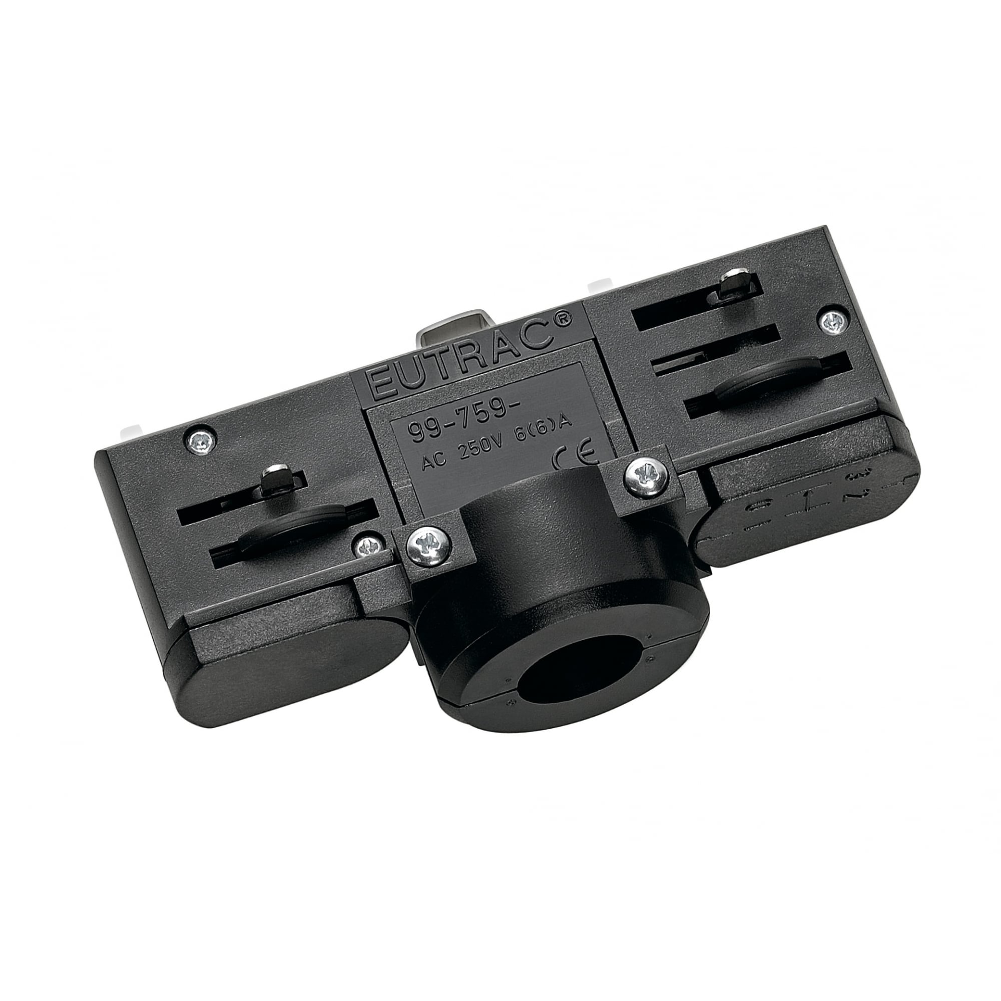 Eutrac 3 Circuit Track Light 6A Track Adapter Outlet, Black