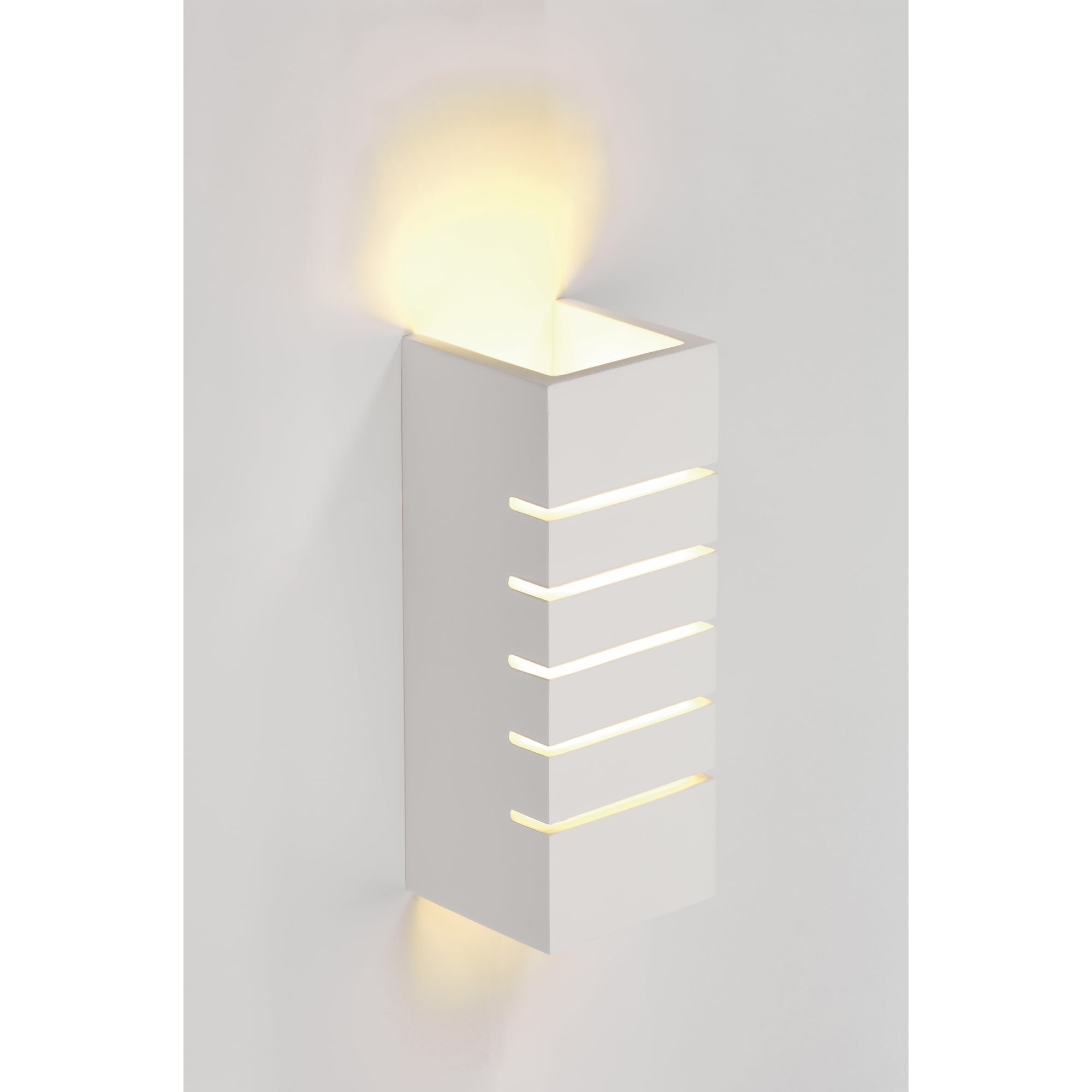 Wall Light, Gl 100 Slot,Square, White Plaster, E14,Max. 40W