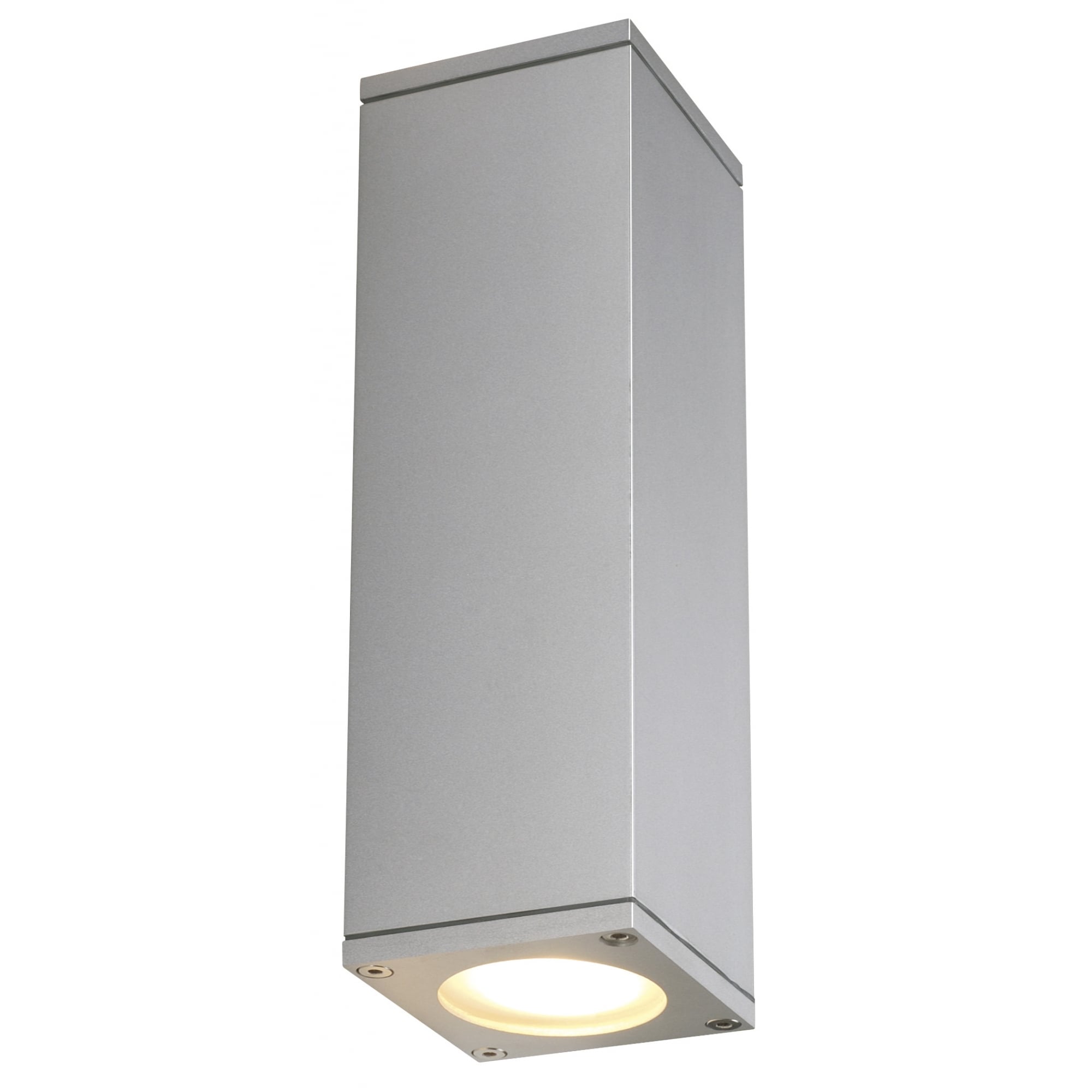 Theo Up / Down Out Wall Light, Square, Silver-Grey GU10, Max.2x35W