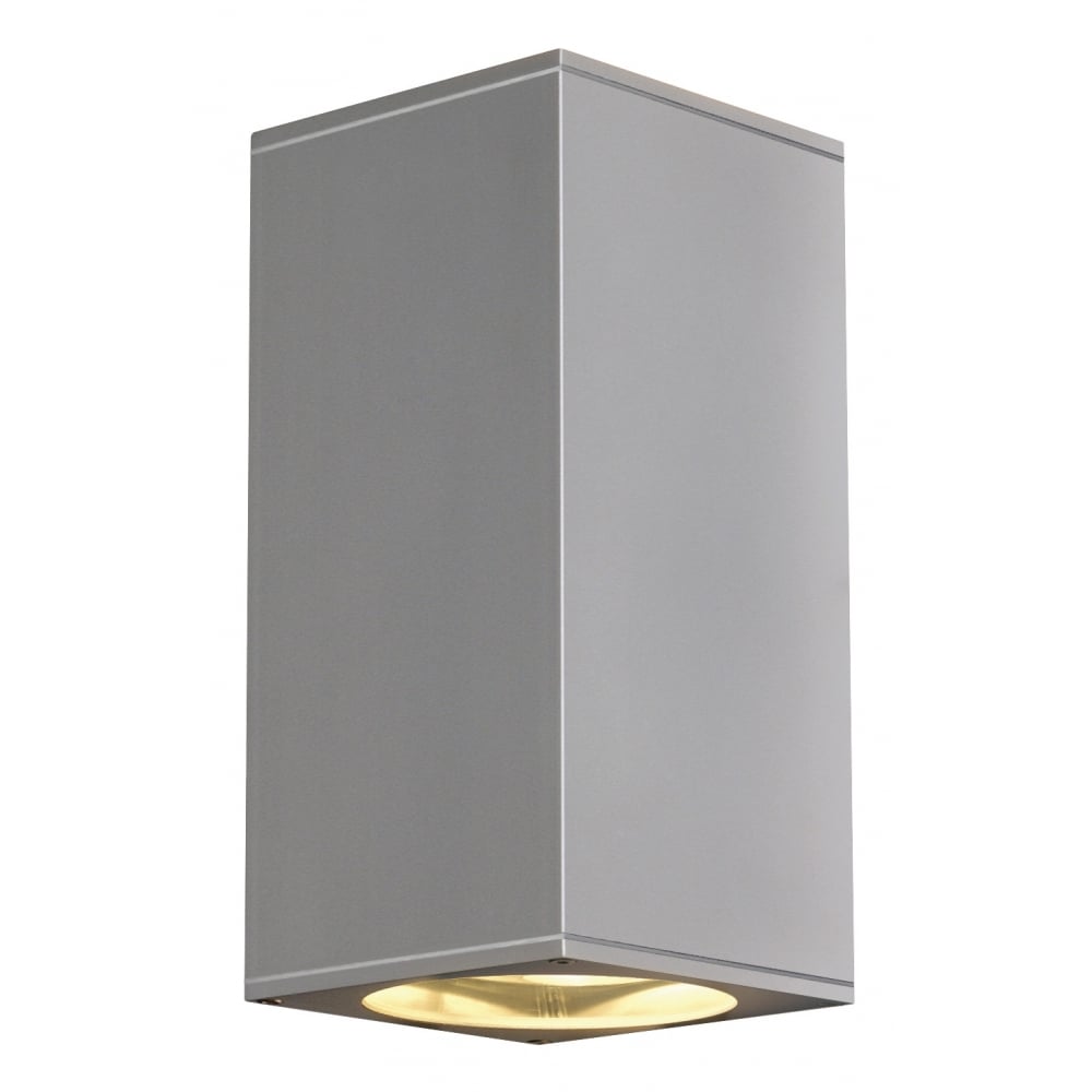 Big Theo Up / Down Out Walllight, Square, Silver-Grey, Es111, Max. 2x75W