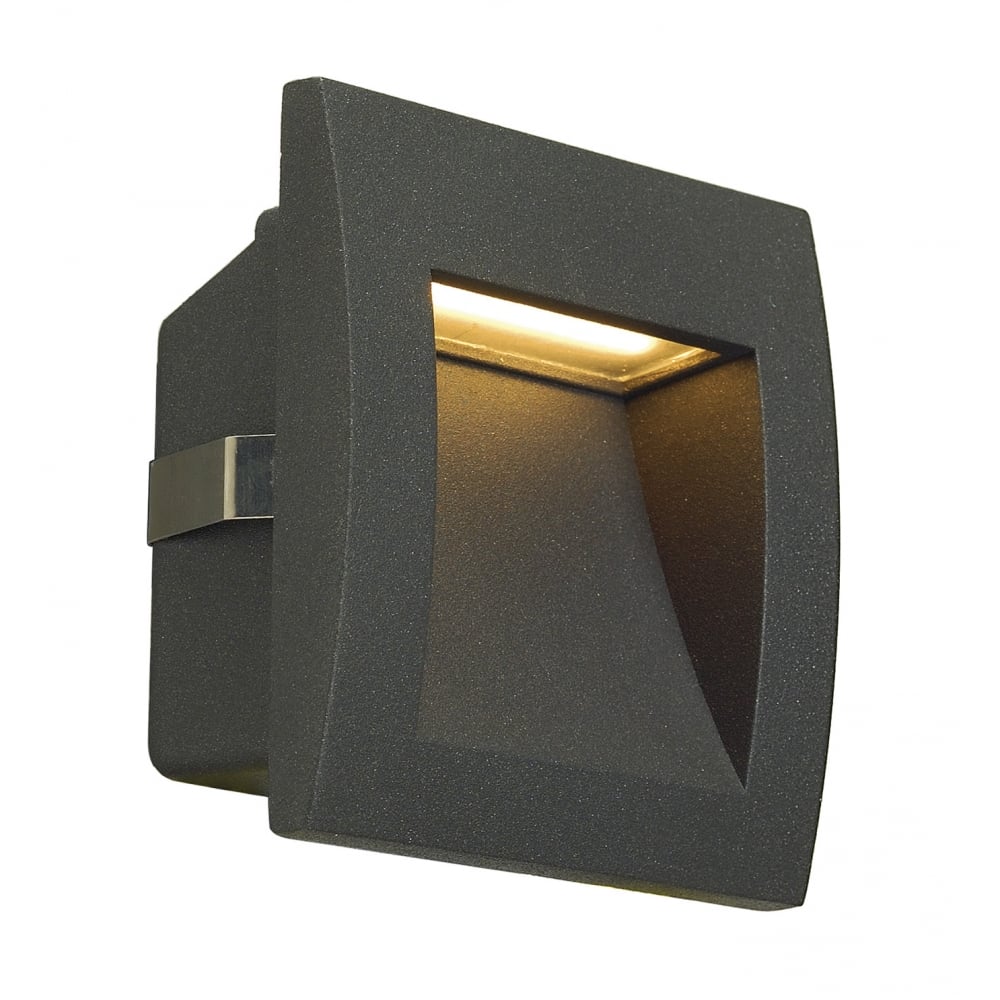 Downunder Square Recessed LED Anthracite Wall Light, 3K, IP55