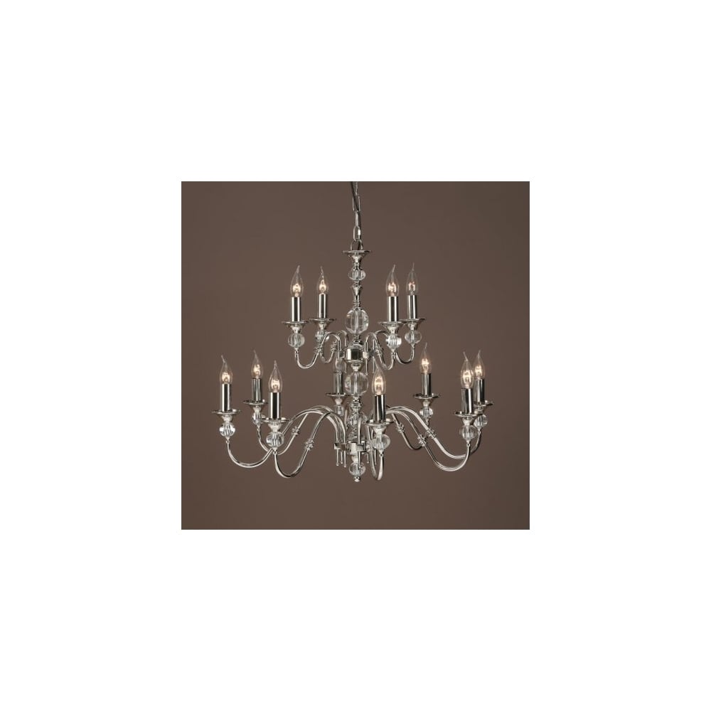 Polina Polished Nickel & Cut Crystal Chandelier, 12 Light