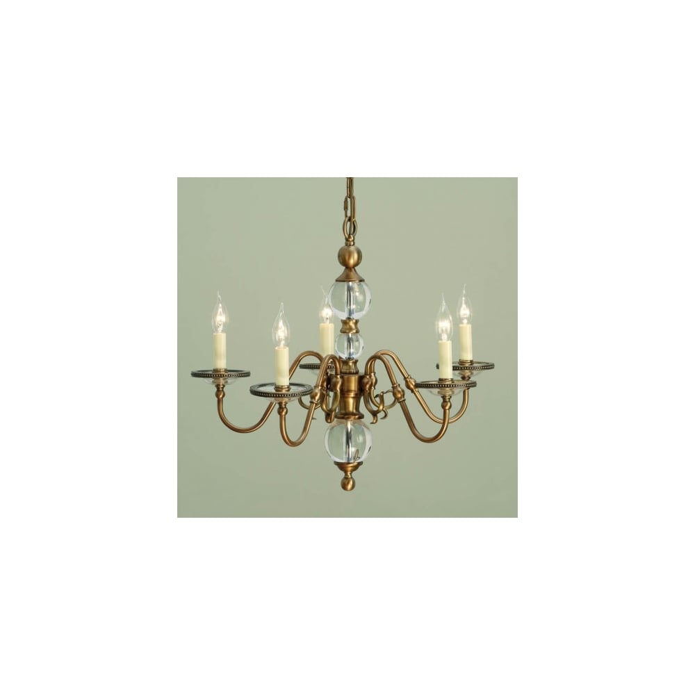 Tilburg Flemish Chandelier in Antique Brass