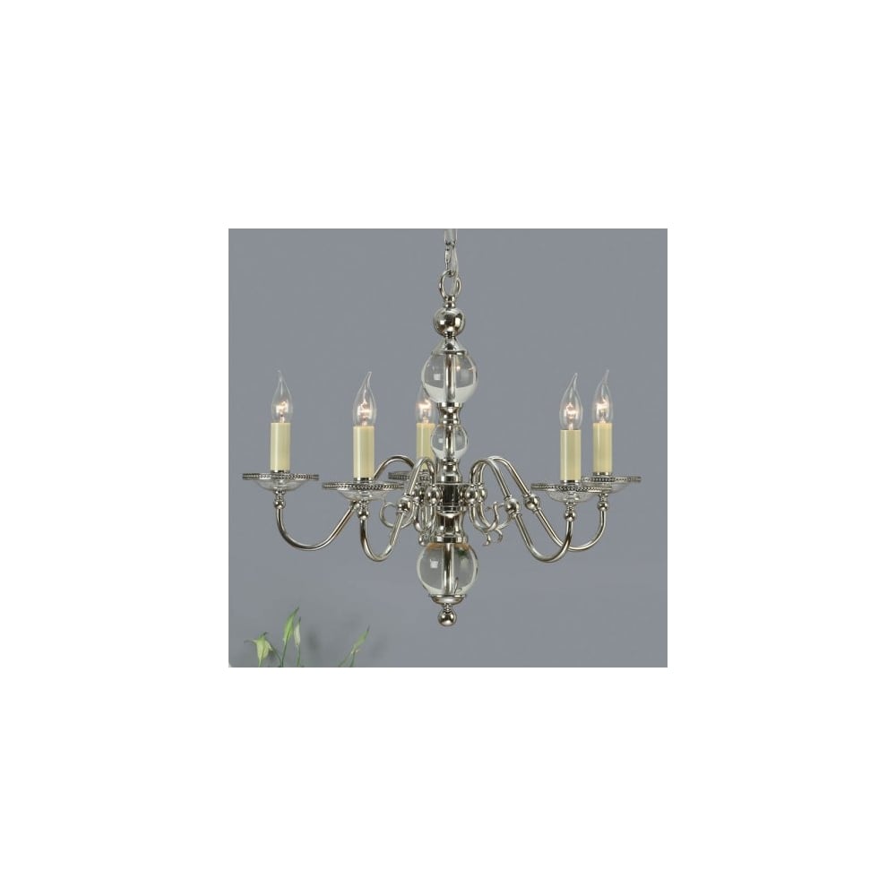 Tilburg Polished Nickel & Crystal 5 Light Chandelier