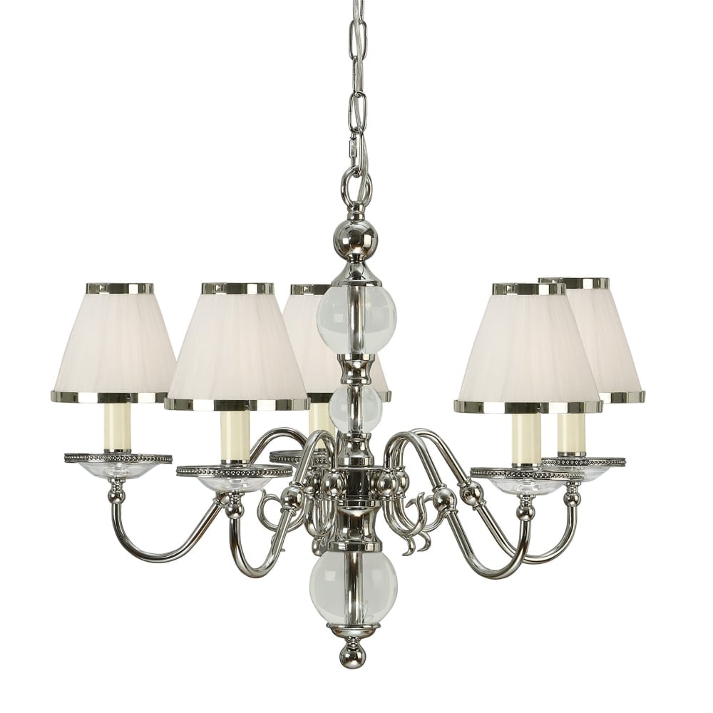 Tilburg Polished Nickel & Crystal 5 Light Chandelier